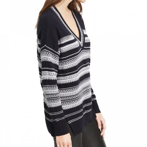 Vince. Oversized V-Neck Striped Sweater Size XS - Picture 2 of 13